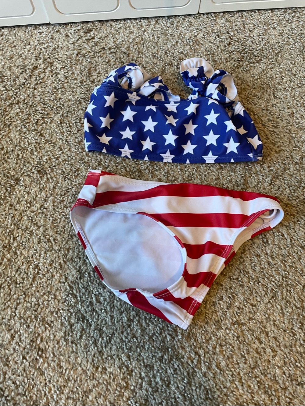 SHEIN Red and Blue Star & Stripe Kids Bikini Set